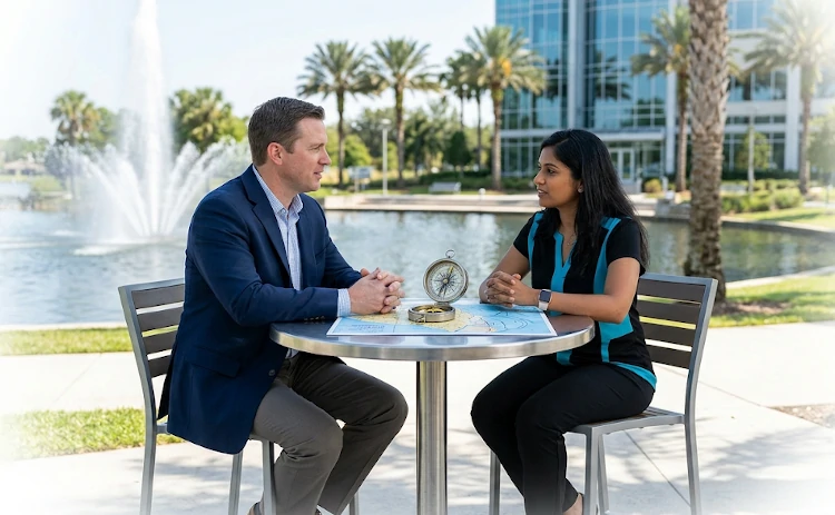Florida Marketing Collaborative Meeting Lake Eola compass
